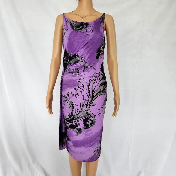silk yellow dress CD340 SATIN PLEATED GOWN WITH EMBELLISHMENT 6 / NOVA PURPLE